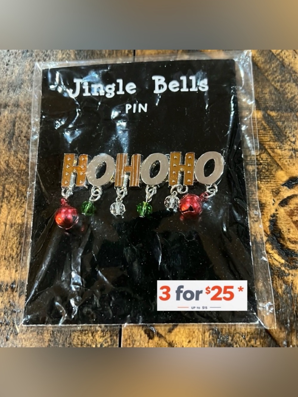 Ho Ho Jingle bell holiday fun Christmas Pin